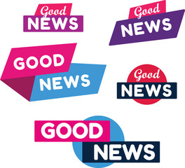 Good news sticker design with title cart set