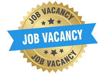 job vacancy. job vacancy round blue and gold label isolated on transparent background