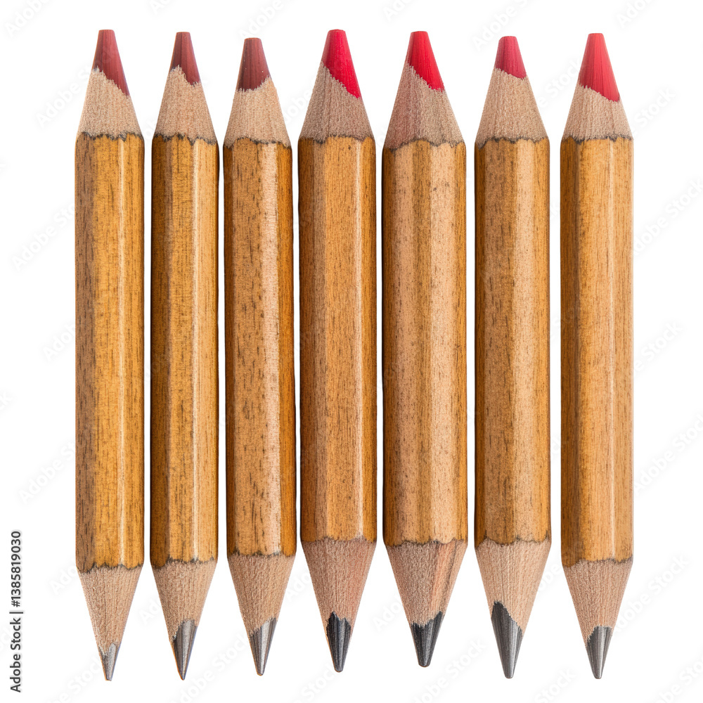 Poster a neat row of pencils in various colors perfectly aligned on a white surface showcasing a creative a