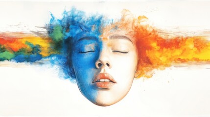 Vibrant Multi-Colored Abstract Oil Portrait with Rich Details and Soft Lighting in Sepiatone Aesthetic Chaos
