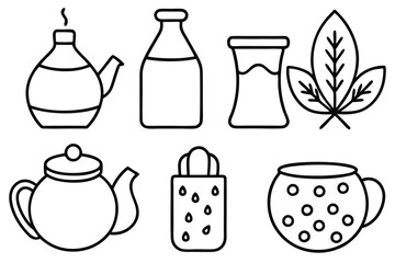 Fermented Tea Line Art Illustration Detailed Drawing for Printing 