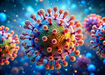 Microscopic Virus Particle with Spike Protrusions - High-Resolution Stock Photo