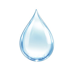 Clean and glossy water droplet with sparkling highlights representing freshness, hydration, and purity, isolated on transparent background.