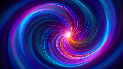 Radiant neon vortex spinning inward with blue and magenta energy flow