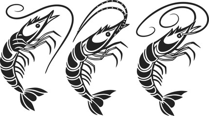 Obraz premium Shrimp silhouette vector illustration