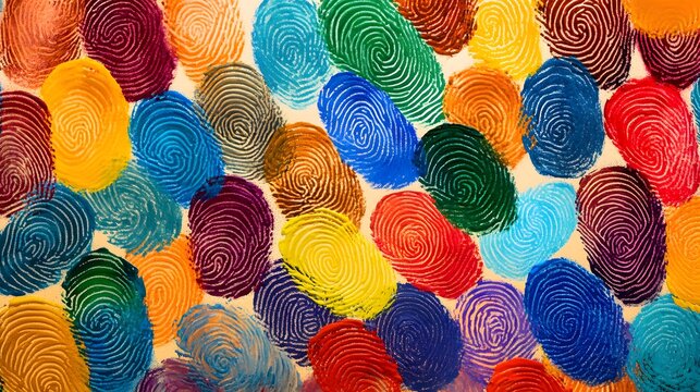 Vibrant Multicolored Fingerprint Pattern Background for Various Designs