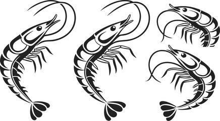 Shrimp silhouette vector illustration