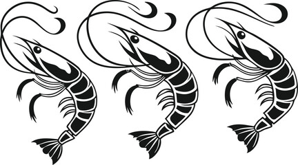 Shrimp silhouette vector illustration