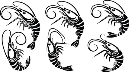 Shrimp silhouette vector illustration