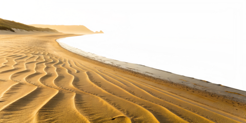 smooth sand ripples on a beach near ocean waves isolated on white background png