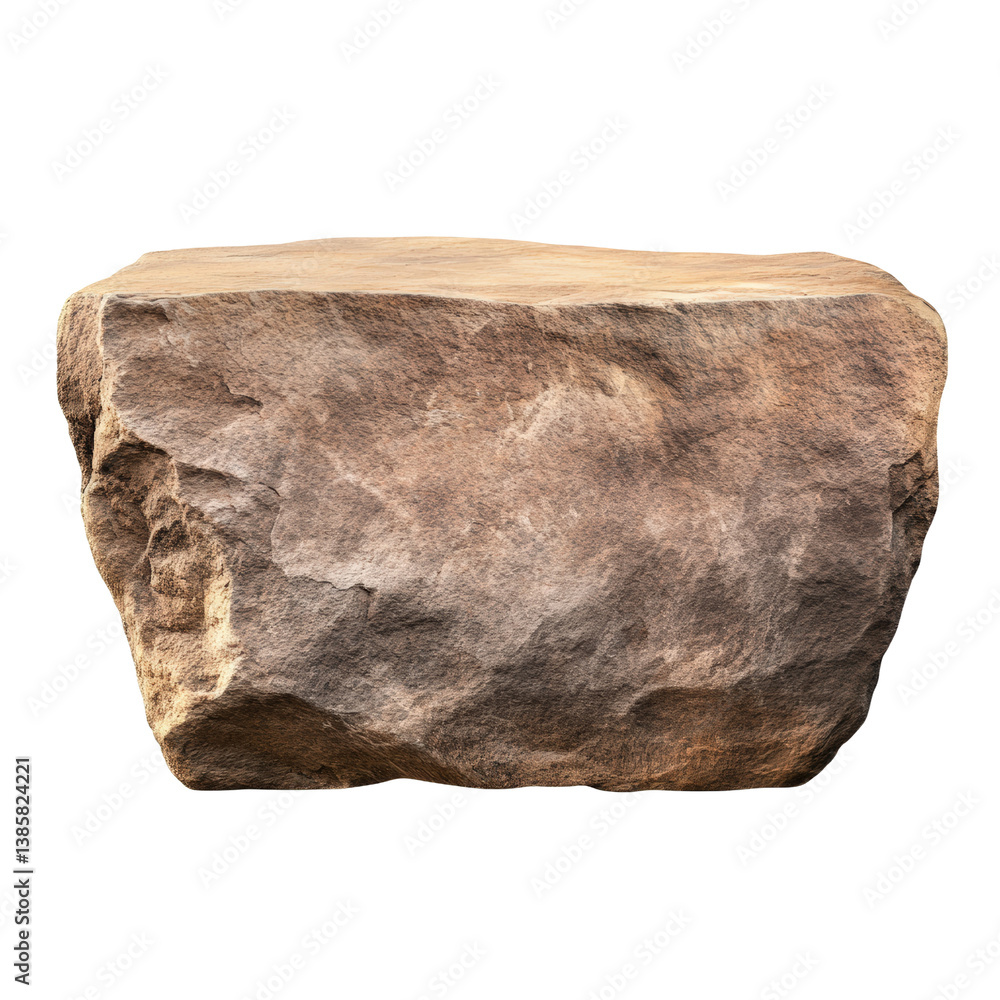 Poster large rock with unique textures and shapes set against a striking black background highlighting the 