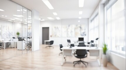 Fototapeta premium モダンでおしゃれなオフィス、ソフトフォーカスボケ背景イメージ