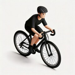 Obraz premium Stylish Cyclist: A 3D Render of a Black Road Bike and Rider