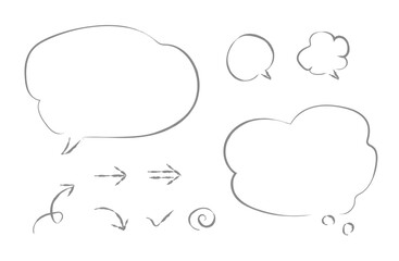 手書き薄墨ペン風のシンプルふきだし矢印セット