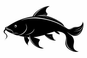carp silhouette black vector