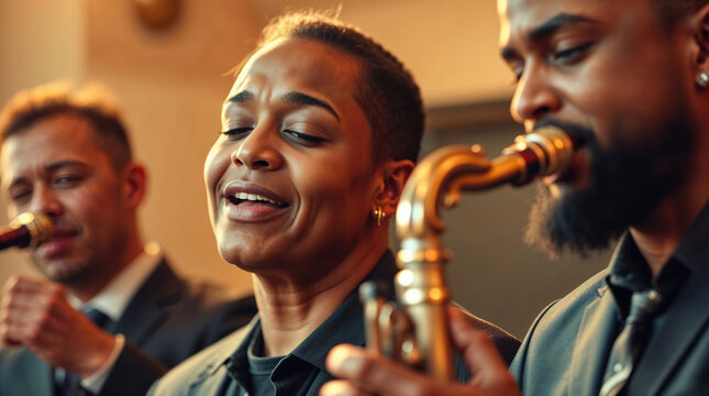 Musicians perform soulful jazz at an intimate venue during a live music event