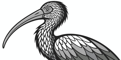Vector Illustration of a Stylish Heron Bird with Detailed Feather Design