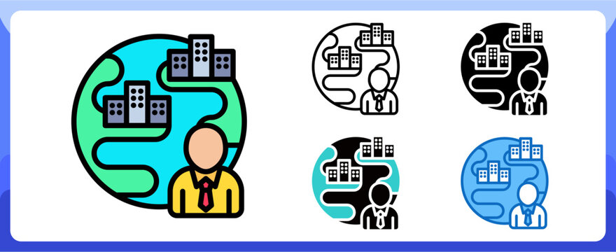 Outsourcing and Expansion Icon Business Opportunity and Planning Management Multi Style Design Vector Concept