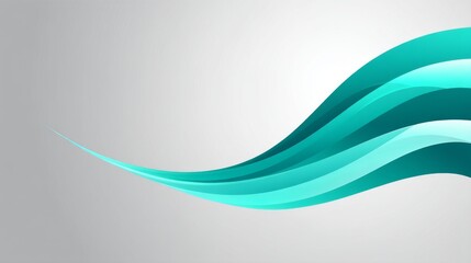 Obraz premium Abstract Teal Wave Design - Elegant flowing teal waves on a light gray background. Perfect for website banners, presentations, or designs needing a modern feel