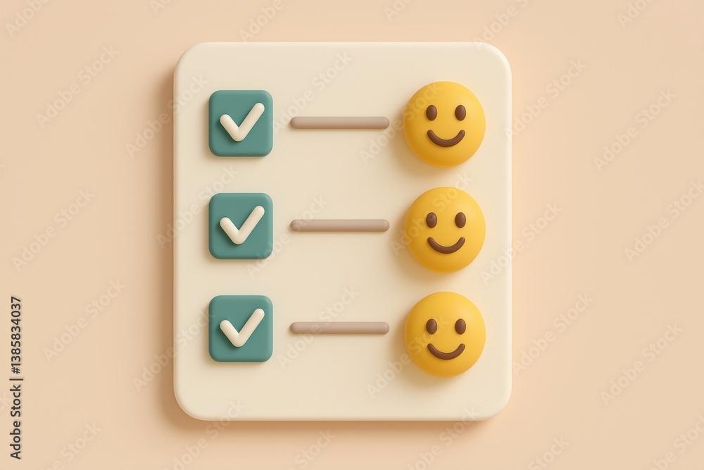 Fototapete task checklist for success: a 3d rendering illustrates a checklist marked with success, featuring a 