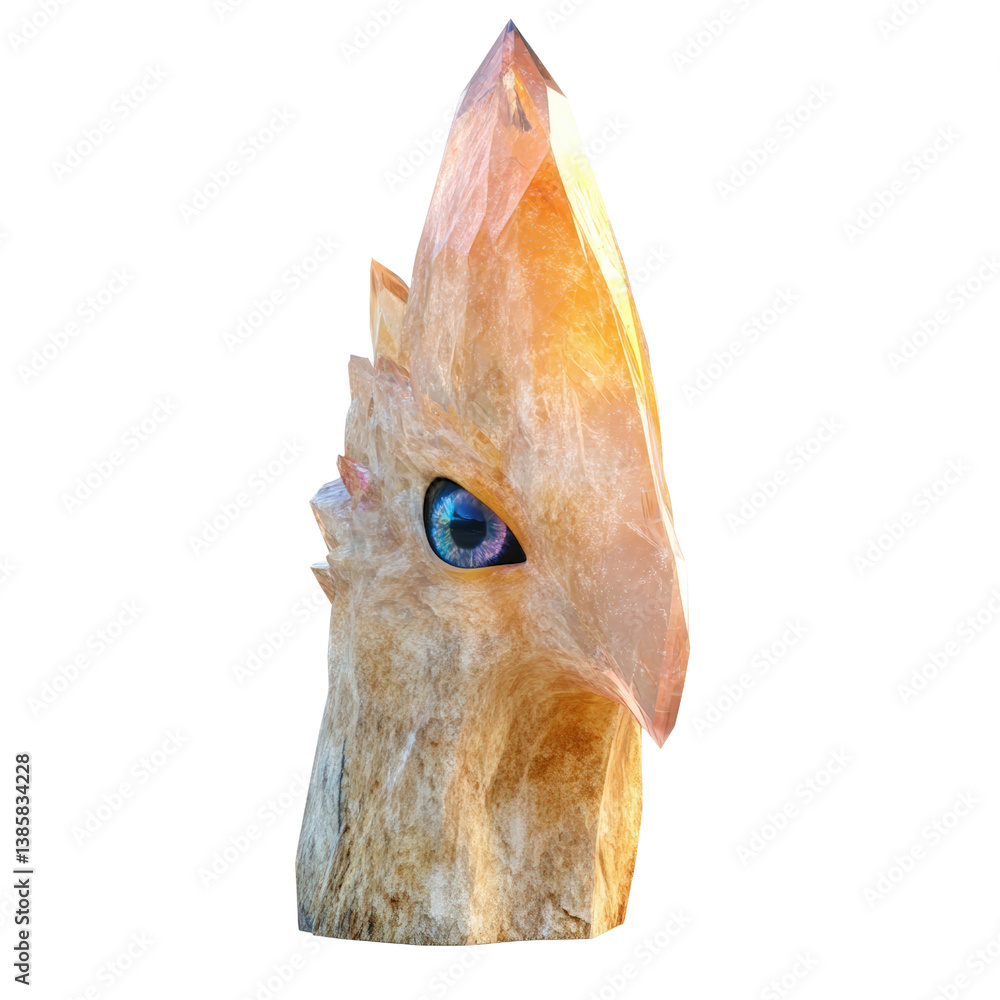 Poster large natural rock featuring unique blue eye pattern creating a striking visual contrast in the natu