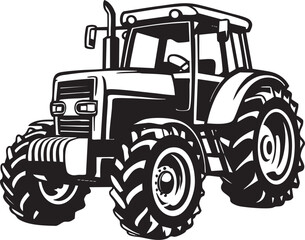 Powerful Farm Tractor Silhouette in Classic Style