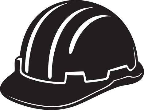 Simple black and white safety hard hat graphic.