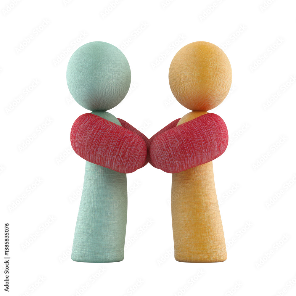 Poster two wooden figures standing together in a minimalistic setting perfect for artistic and creative ima