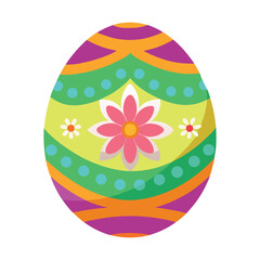 Colorful painted traditional easter egg, vector graphic illustration. 3D easter egg object with shadow, isolated.