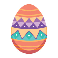 Colorful painted traditional easter egg, vector graphic illustration. 3D easter egg object with shadow, isolated.