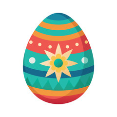 Colorful painted traditional easter egg, vector graphic illustration. 3D easter egg object with shadow, isolated.