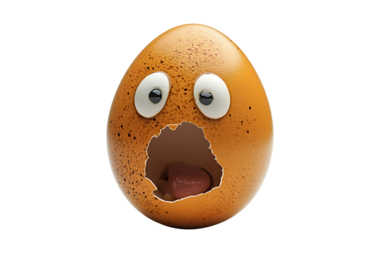 Broken egg with scared face isolated on transparent background
 - Powered by Adobe