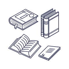 Education logo vector silhouette black color education icon white background. Books Icons Vector illustration