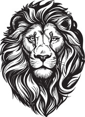 Obraz premium Lion head vector illustration featuring a powerful and majestic design in a tribal style