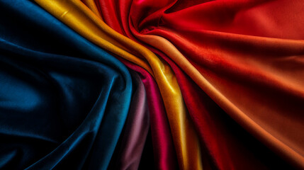 Obraz premium Smooth elegant wavy coloder silk cloth fabric material texture. Abstract elegant textile for Background