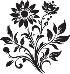 Elegant black and white floral design for decorative use.