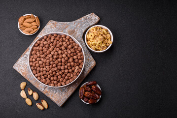 Cereal chocolate corn balls in a bowl
