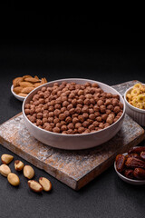 Cereal chocolate corn balls in a bowl