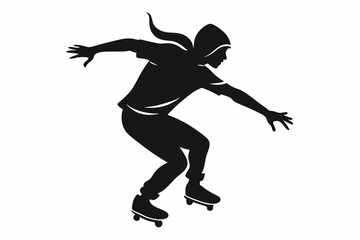 skate silhouette black vector