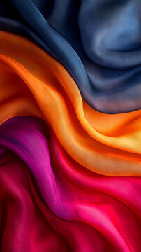 Smooth elegant wavy coloder silk cloth fabric material texture. Abstract elegant textile for Background