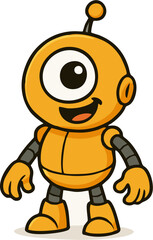 Smiling Robot Cute, Yellow Robot Vector Design