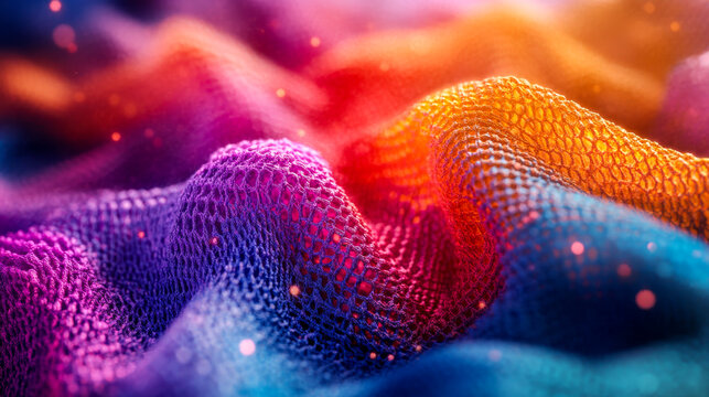 Smooth elegant wavy coloder silk cloth fabric material texture cloce up. Abstract elegant mscro textile for Background
