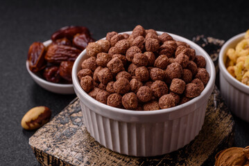 Cereal chocolate corn balls in a bowl