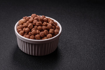 Cereal chocolate corn balls in a bowl