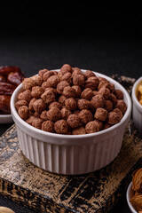 Cereal chocolate corn balls in a bowl