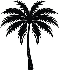 Obraz premium silhouette of palm tree, palm tree silhouette vector icon, silhouette of palm trees on white background.