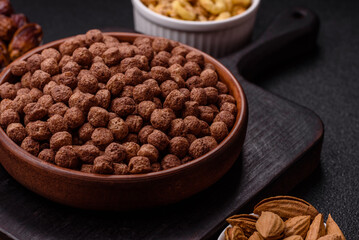Cereal chocolate corn balls in a bowl