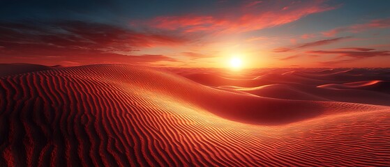 Golden desert sands fading seamlessly into the twilight horizon