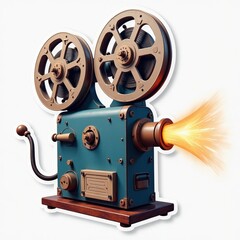 Vintage projector brings nostalgia with vibrant colors in playful style