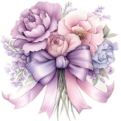 Elegant pastel floral bouquet with delicate bow
